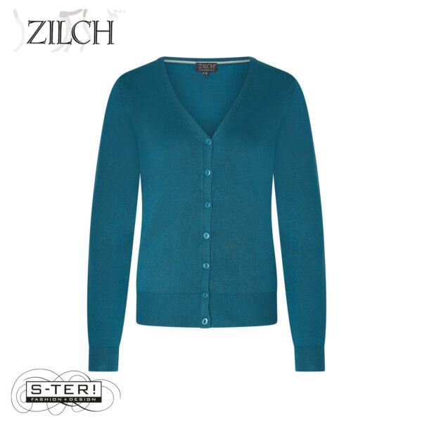 W21.6 ZILCH CARDIGAN V NECK 252BAS20.001 PETROL - Afbeelding 2