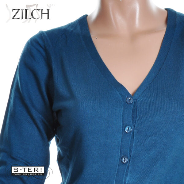 W21.6 ZILCH CARDIGAN V NECK 252BAS20.001 PETROL - Afbeelding 5