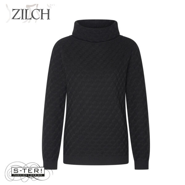 W21.8 ZILCH SWEATER HIGH NECK 52COTF30.056 BLACK - Afbeelding 4