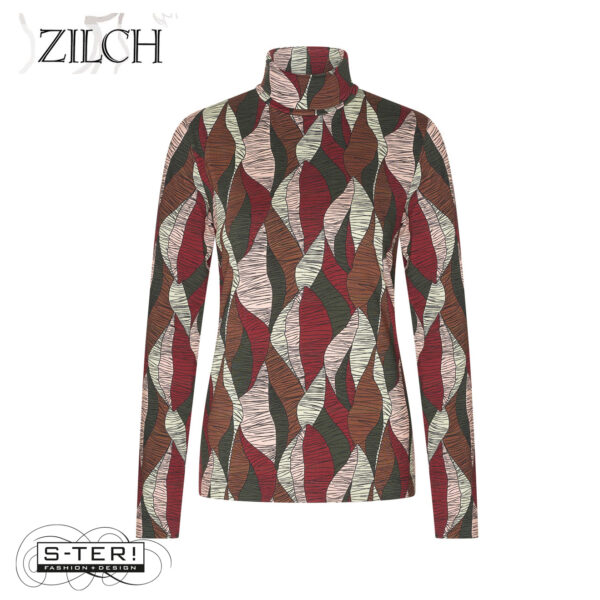 W21.9 ZILCH TOP HIGH NECK 52EVI10.111P LEAVES CELLERY
