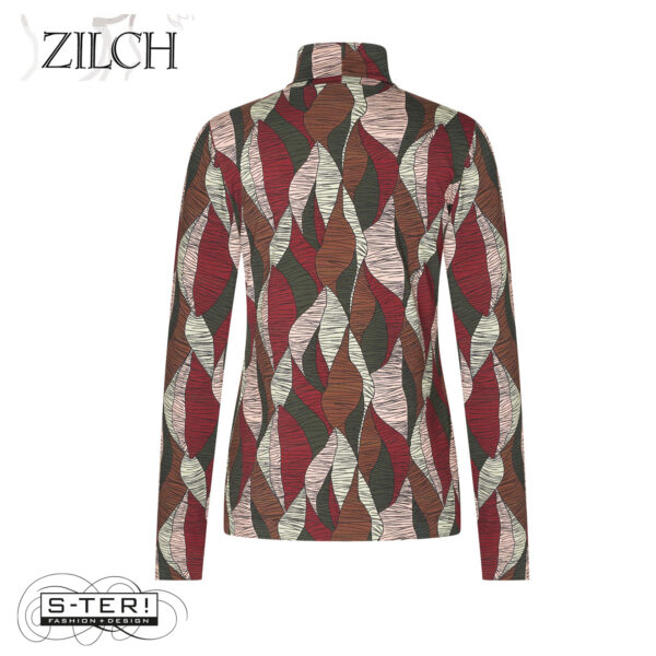 W21.9 ZILCH TOP HIGH NECK 52EVI10.111P LEAVES CELLERY - Afbeelding 3