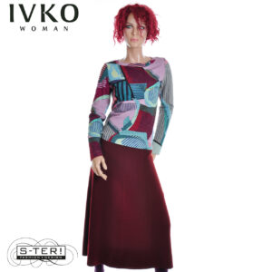 W8.6 IVKO SOLID A LINE MIDI SKIRT BROWN-RED 252451.048