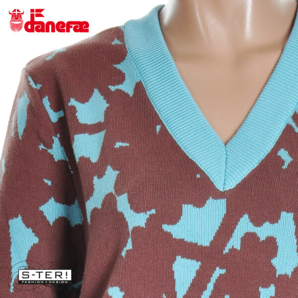 W5.43 danefae DANECLUB JAQUARD VISCOSE CARDIGAN DK MERLOT/GREY DUCK - Afbeelding 7
