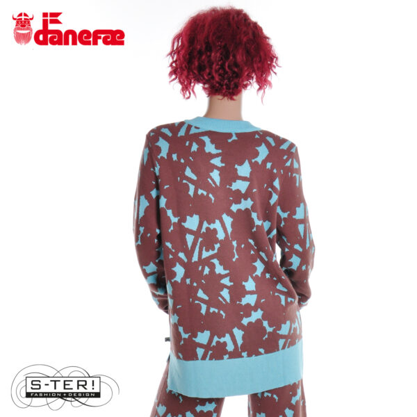 W5.43 danefae DANECLUB JAQUARD VISCOSE CARDIGAN DK MERLOT/GREY DUCK - Afbeelding 5