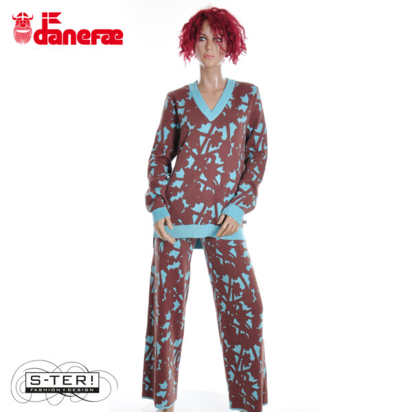 W5.43 danefae DANECLUB JAQUARD VISCOSE CARDIGAN DK MERLOT/GREY DUCK - Afbeelding 6