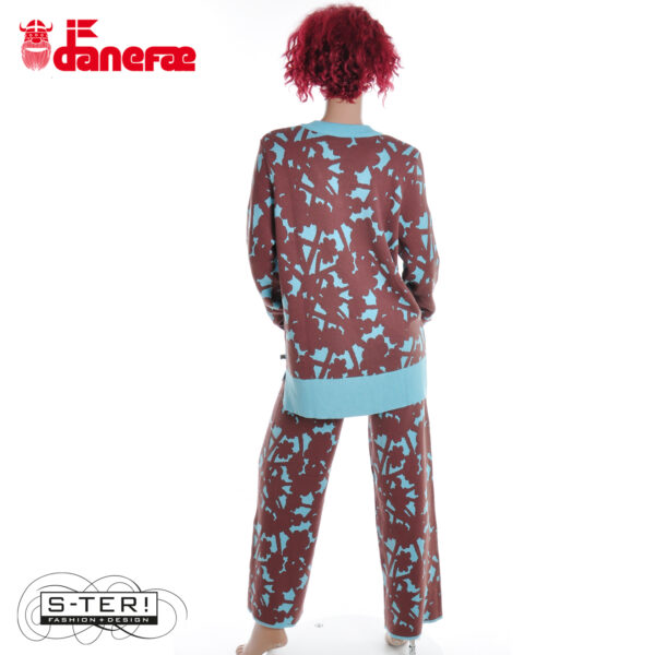 W5.43 danefae DANECLUB JAQUARD VISCOSE CARDIGAN DK MERLOT/GREY DUCK - Afbeelding 8