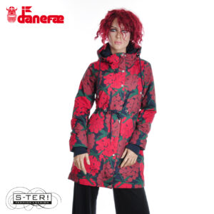 W5.51 danefae DANENORA AOP WINTER PARKA DK RED MAXIBERRY
