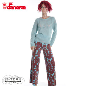 W5.45 danefae DANEXCLUSIVE JAQUARD VISCOSE PANTS DK MERLOT/GREY DUCK