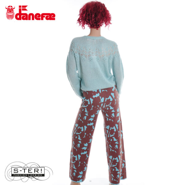 W5.45 danefae DANEXCLUSIVE JAQUARD VISCOSE PANTS DK MERLOT/GREY DUCK - Afbeelding 5