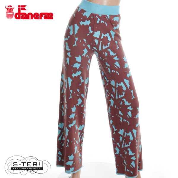 W5.45 danefae DANEXCLUSIVE JAQUARD VISCOSE PANTS DK MERLOT/GREY DUCK - Afbeelding 9