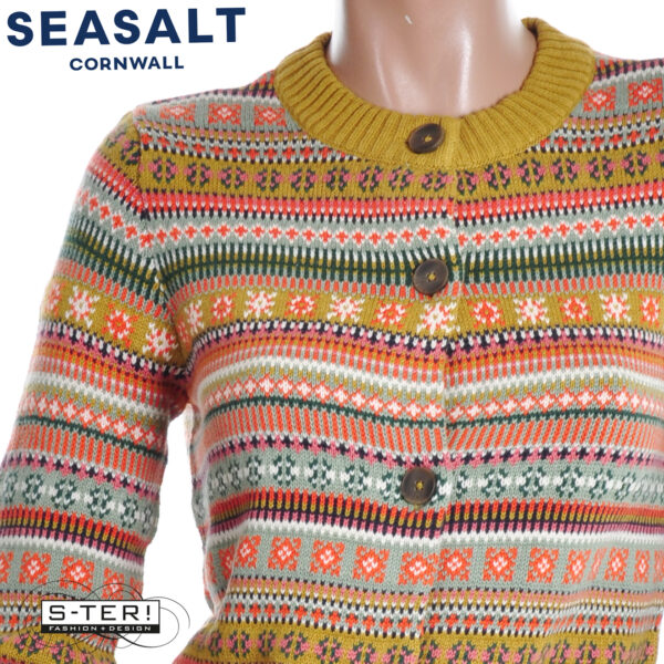 W7.11 Seasalt Cornwall COVE COTTAGE CARDIGAN CARVED RELIEF PEAR MULTI - Afbeelding 6
