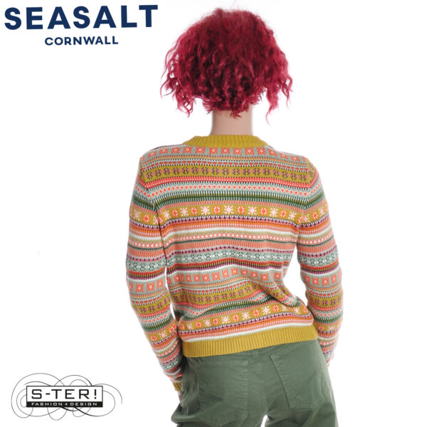 W7.11 Seasalt Cornwall COVE COTTAGE CARDIGAN CARVED RELIEF PEAR MULTI - Afbeelding 5