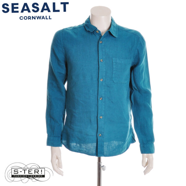 W7.75 Seasalt Cornwall MEN'S CURATOR SHIRT KINGFISHER - Afbeelding 7