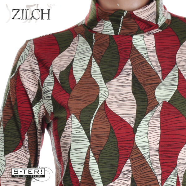 W21.9 ZILCH TOP HIGH NECK 52EVI10.111P LEAVES CELLERY - Afbeelding 6