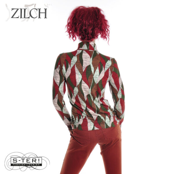 W21.9 ZILCH TOP HIGH NECK 52EVI10.111P LEAVES CELLERY - Afbeelding 5
