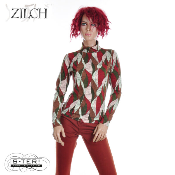 W21.9 ZILCH TOP HIGH NECK 52EVI10.111P LEAVES CELLERY
