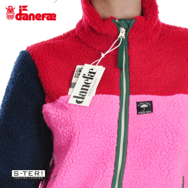 W5.49 danefae DANEBIRK FLEECE ZIP UP DK RED/DK NAVY/SPICY PINK/DK PINE - Afbeelding 7