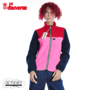 W5.49 danefae DANEBIRK FLEECE ZIP UP DK RED/DK NAVY/SPICY PINK/DK PINE