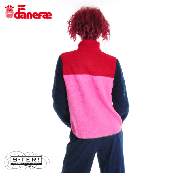 W5.49 danefae DANEBIRK FLEECE ZIP UP DK RED/DK NAVY/SPICY PINK/DK PINE - Afbeelding 5