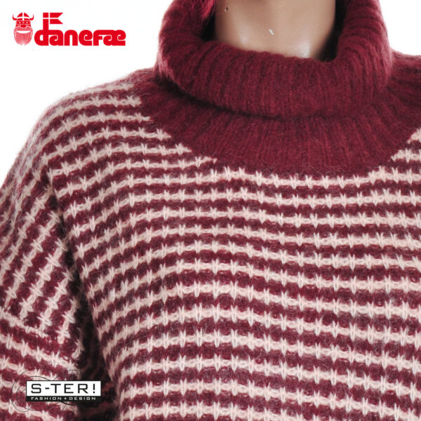 W5.47 danefae DANECARING ALPACA ROLLNECK SWEATER DK MERLOT/POWDER - Afbeelding 8