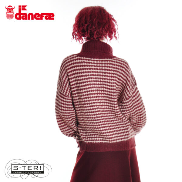W5.47 danefae DANECARING ALPACA ROLLNECK SWEATER DK MERLOT/POWDER - Afbeelding 6