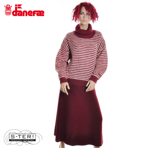W5.47 danefae DANECARING ALPACA ROLLNECK SWEATER DK MERLOT/POWDER - Afbeelding 7