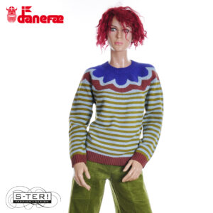 W5.42 danefae DANEGLAMPING WOOL SWEATER LT BLUE/GREY/OLIVE