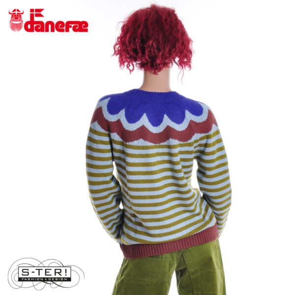 W5.42 danefae DANEGLAMPING WOOL SWEATER LT BLUE/GREY/OLIVE - Afbeelding 6