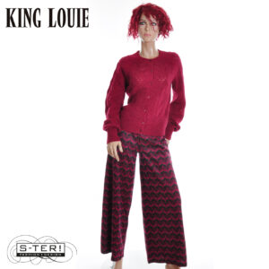 W9.36 King Louie BORDER PALAZZO PANTS ESTELLE ZIGZAG 10155 BORDEAUX RED