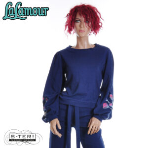 W31.21 Lalamour CATHY TOP LS LAWI2550 WAFFLE BLUE