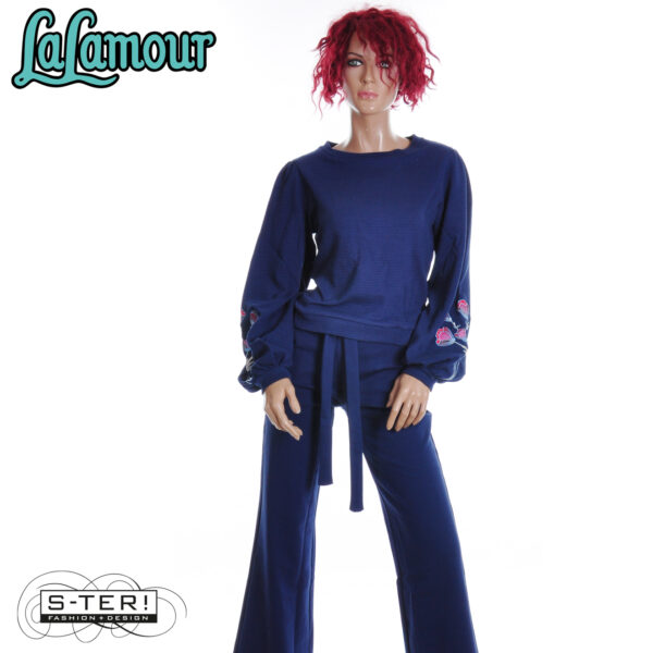 W31.21 Lalamour CATHY TOP LS LAWI2550 WAFFLE BLUE - Afbeelding 4