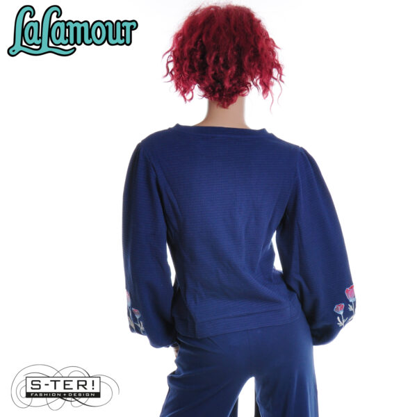 W31.21 Lalamour CATHY TOP LS LAWI2550 WAFFLE BLUE - Afbeelding 5