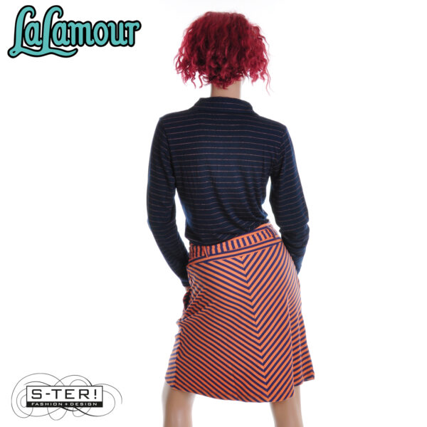 W31.40 Lalamour SUZY TOP LS LAWI25427 STRIPES BLUE LUREX ROSE GOLD - Afbeelding 5