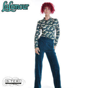 W31.25 Lalamour HAILEY TROUSERS LAWI25145 RIB VELOUR PETROL