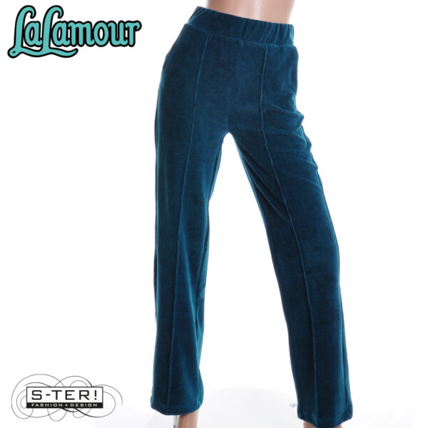 W31.25 Lalamour HAILEY TROUSERS LAWI25145 RIB VELOUR PETROL - Afbeelding 5