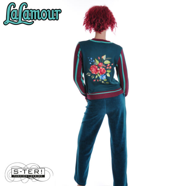 W31.25 Lalamour HAILEY TROUSERS LAWI25145 RIB VELOUR PETROL - Afbeelding 4