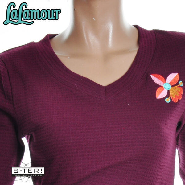 W31.27 Lalamour kelly TOP LS LAWI25192 WAFFLE bordeaux - Afbeelding 5