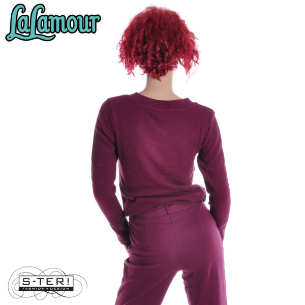 W31.27 Lalamour kelly TOP LS LAWI25192 WAFFLE bordeaux - Afbeelding 4