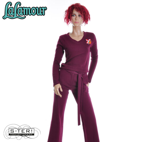 W31.27 Lalamour kelly TOP LS LAWI25192 WAFFLE bordeaux - Afbeelding 6