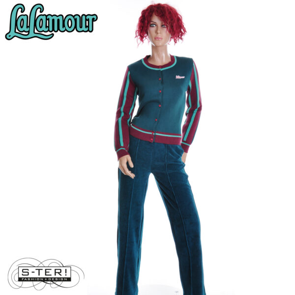 W31.25 Lalamour HAILEY TROUSERS LAWI25145 RIB VELOUR PETROL - Afbeelding 7