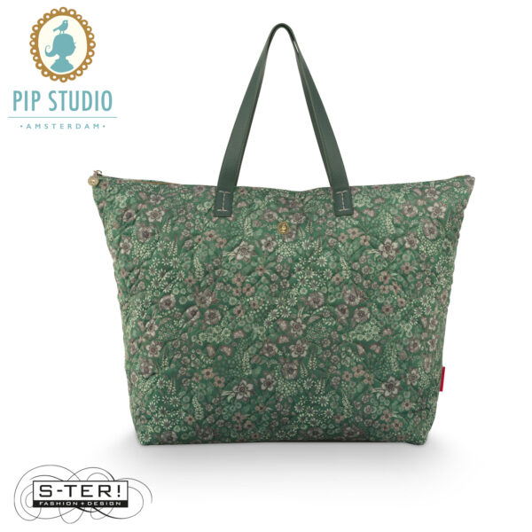 W25.20 Pip Studio Tilda tote bag LARGE QUILTED green 66x20x44 cm