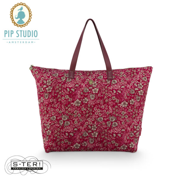 W25.18 Pip Studio Tilda tote bag LARGE QUILTED red 66x20x44 cm