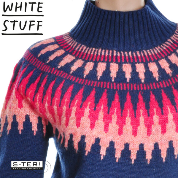 W18.37 WHITE STUFF FIONA FAIRISLE JUMPER NAVY MULTI 444675 - Afbeelding 6