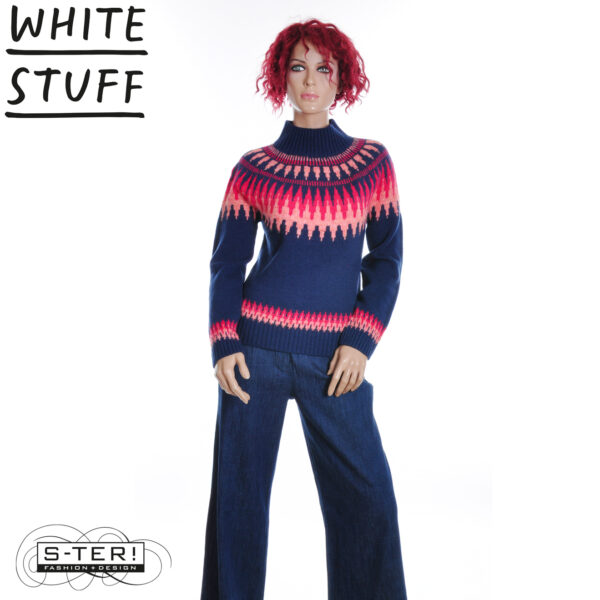 W18.37 WHITE STUFF FIONA FAIRISLE JUMPER NAVY MULTI 444675 - Afbeelding 5