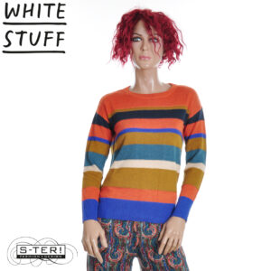 W18.34 WHITE STUFF OLIVE STITCH STRIPE JUMPER RED MULTI 444646