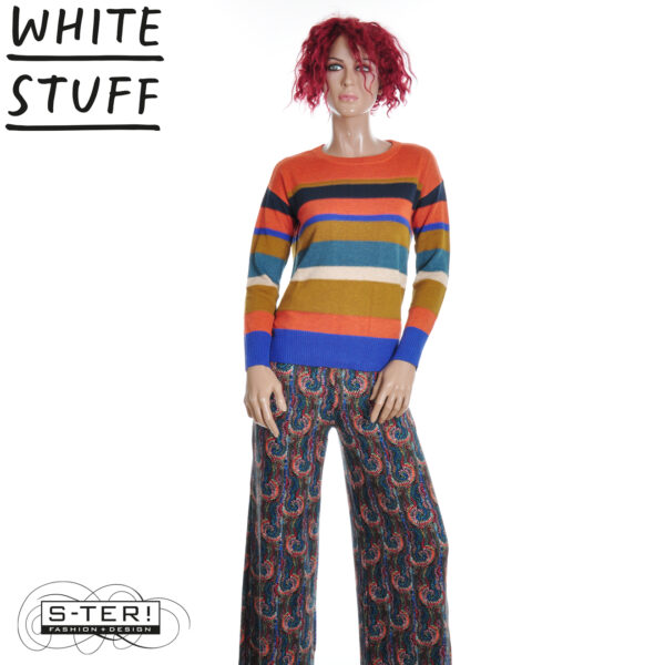 W18.34 WHITE STUFF OLIVE STITCH STRIPE JUMPER RED MULTI 444646 - Afbeelding 7