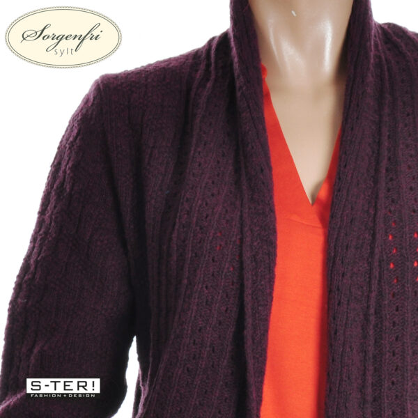 W11.23 SORGENFRI EBBIE D9 CARDIGAN LONG 02252-0127 PLUM - Afbeelding 4