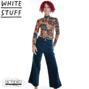 W18.39 WHITE STUFF TIA VELVET WIDE LEG CROP DK TEAL 444723
