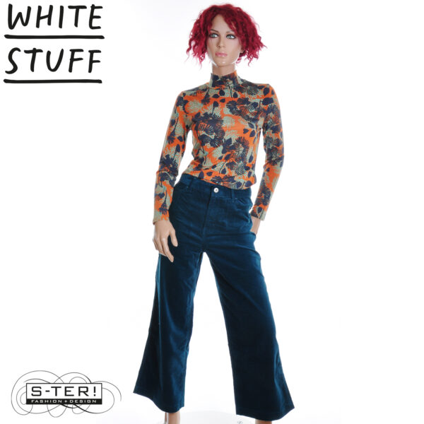 W18.39 WHITE STUFF TIA VELVET WIDE LEG CROP DK TEAL 444723