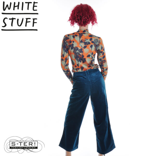 W18.39 WHITE STUFF TIA VELVET WIDE LEG CROP DK TEAL 444723 - Afbeelding 4